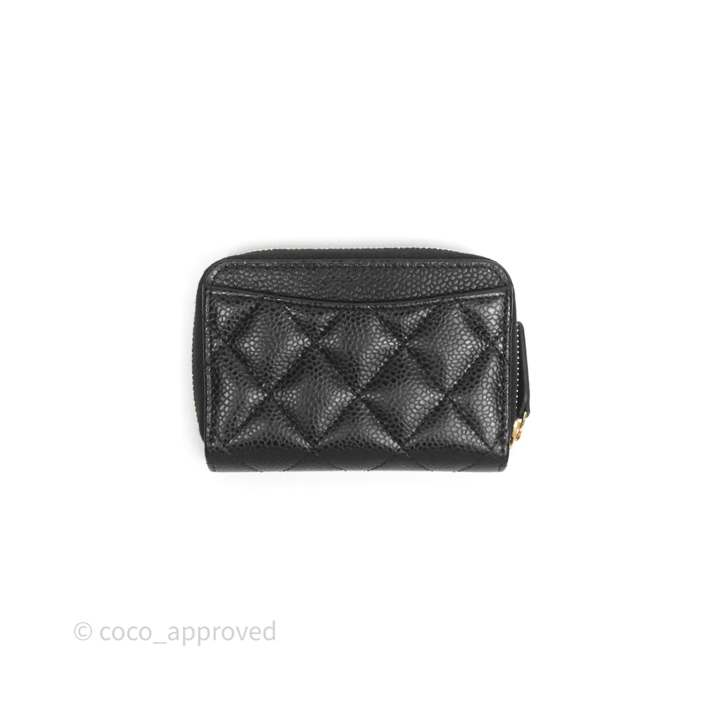Chanel Quilted Zip Card Holder Black Caviar Gold Hardware
