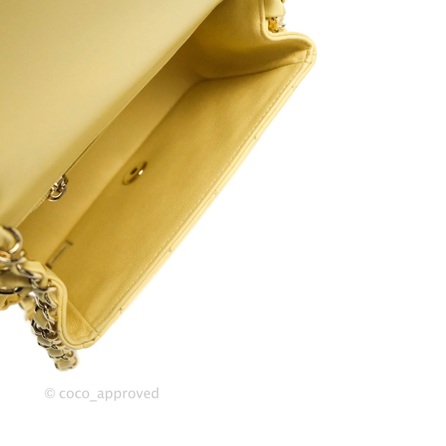 Chanel Quilted Mini Square Yellow Lambskin Gold Hardware