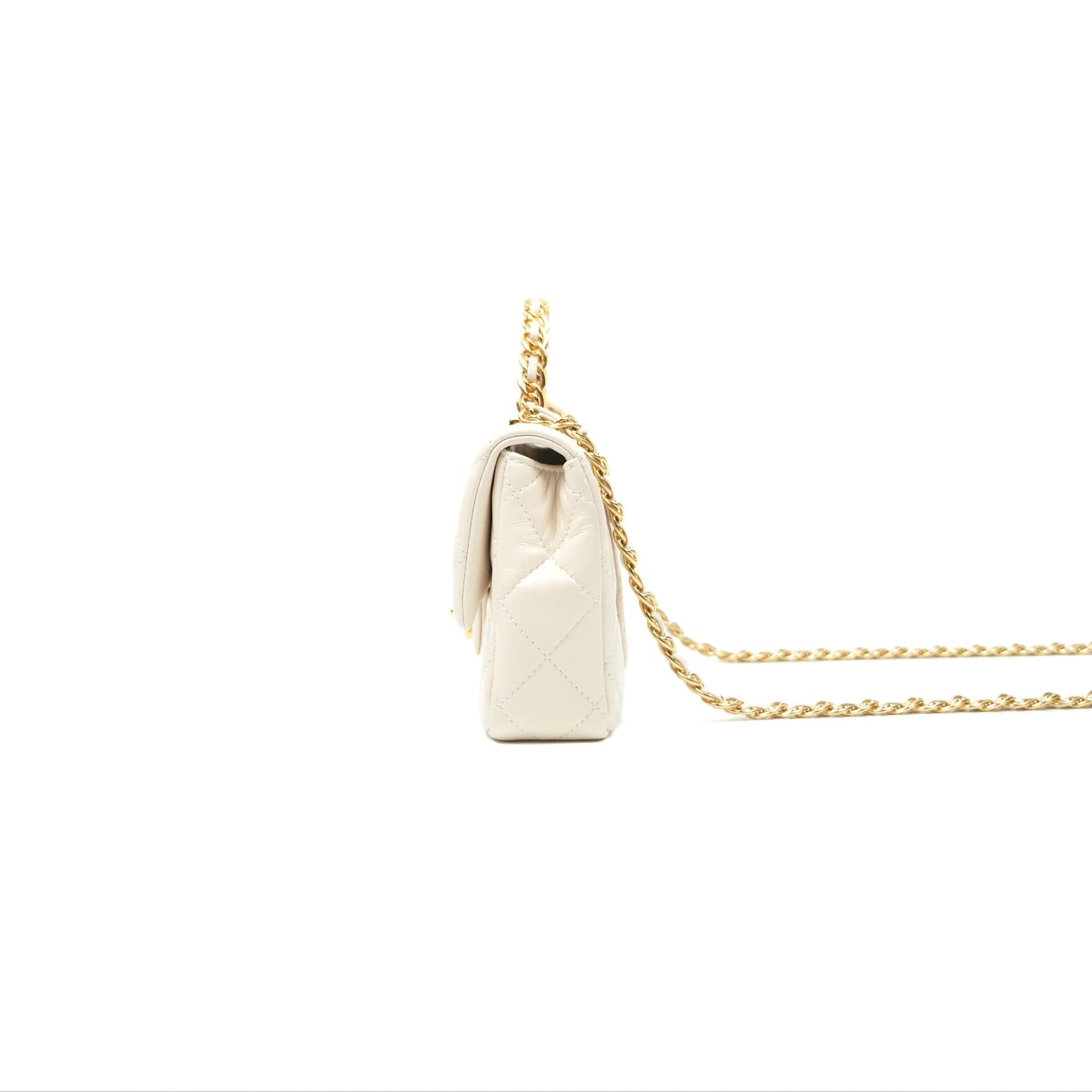 Chanel Top Handle White Lambskin Gold Hardware