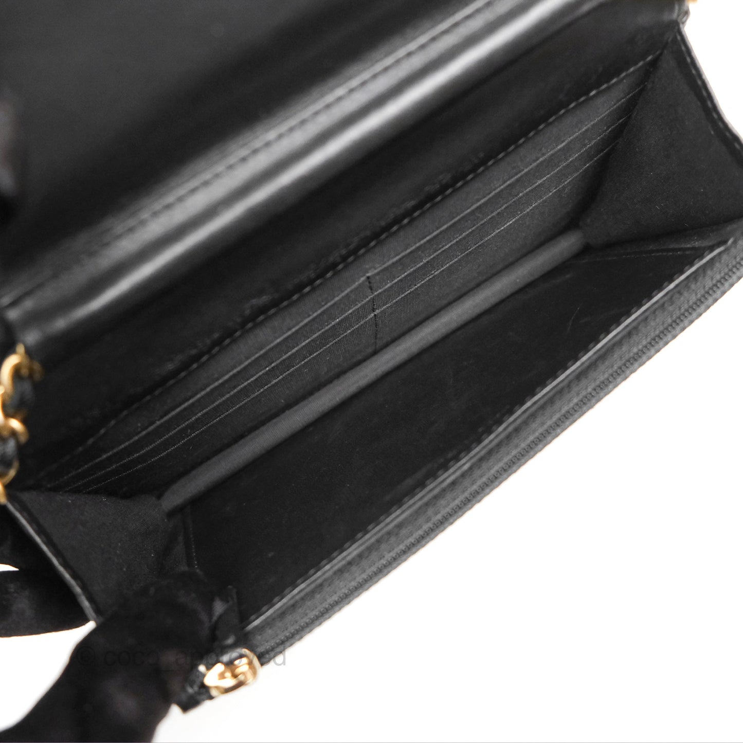 Chanel Quilted Boy Wallet on Chain WOC Black Calfskin Aged Gold Hardware