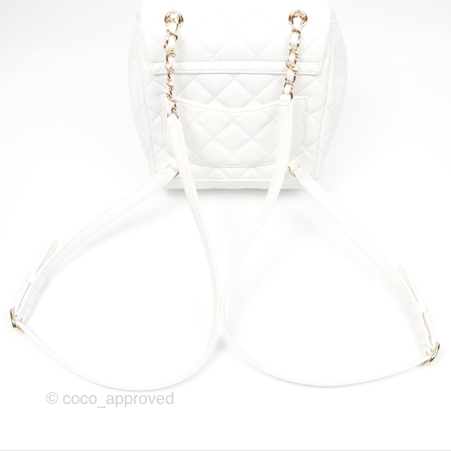 Chanel Mini Urban Spirit Backpack White Caviar Gold Hardware 23S