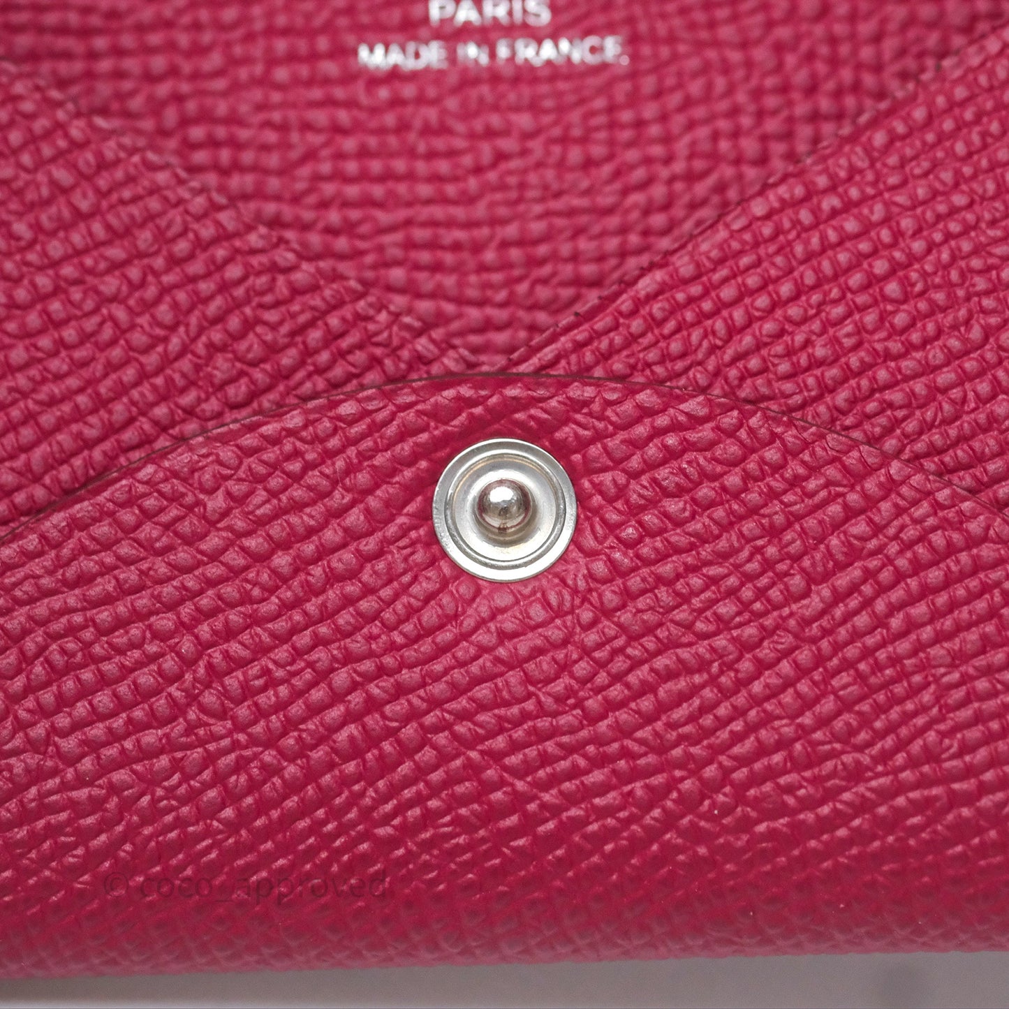 Hermès Calvi Card Holder Rouge Epsom Palladium Hardware