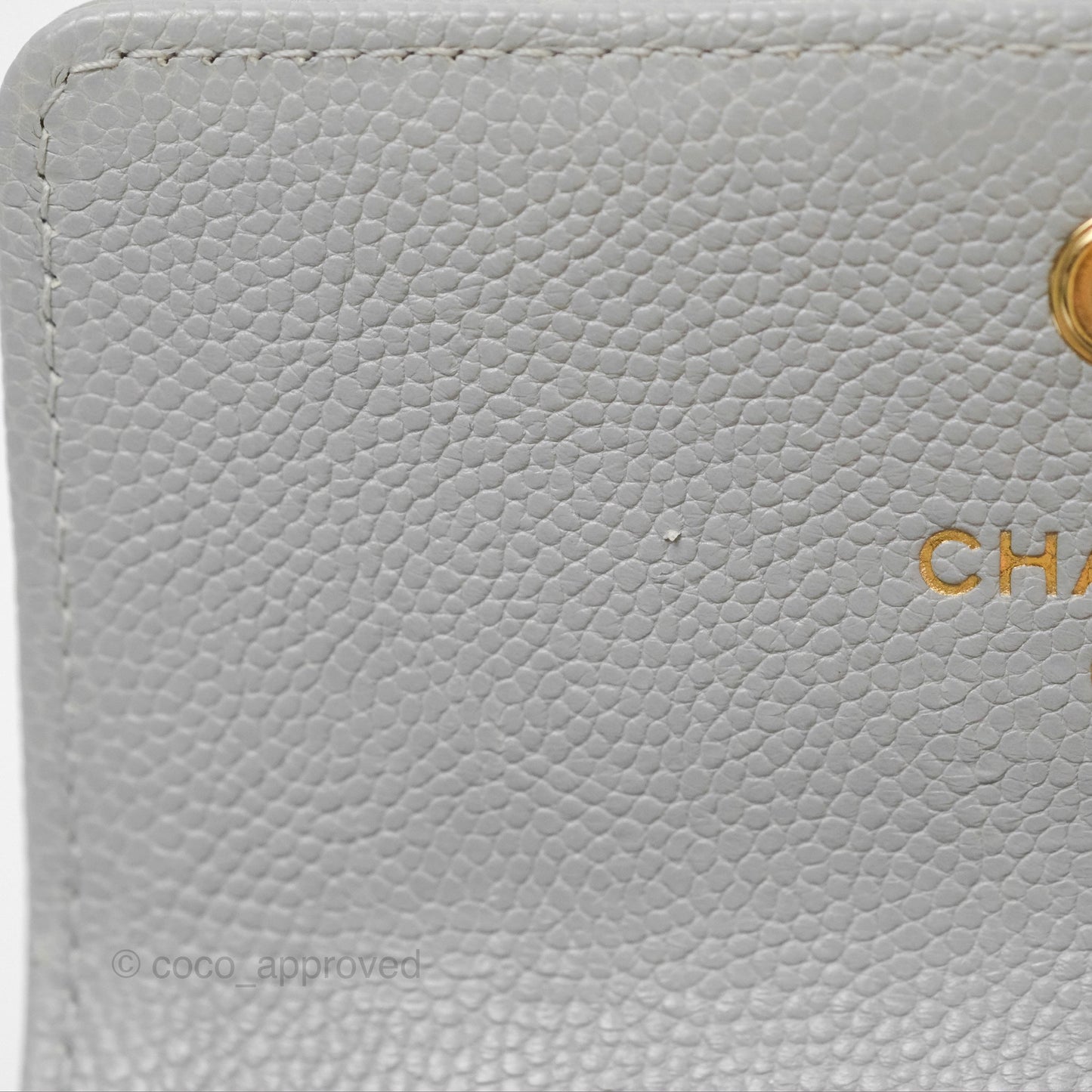 Chanel Boy Quilted Flap Card Holder Grey Caviar Aged Gold Hardware