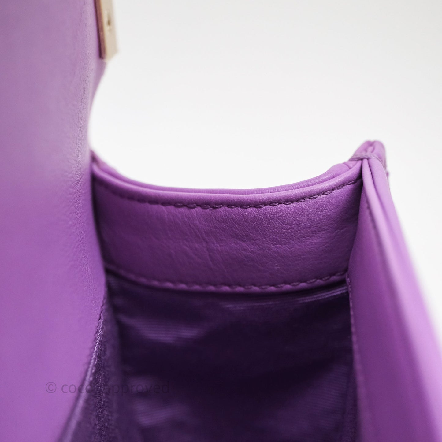 Chanel Chevron Small Boy Purple Calfskin Gold Hardware