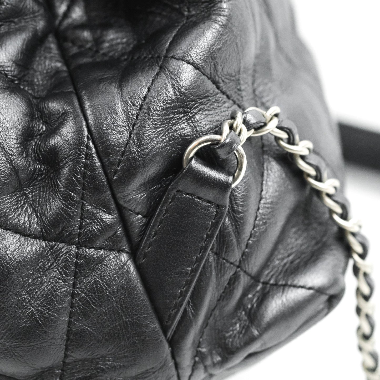 Chanel Ground Control Flap Backpack Quilted Iridescent Dark Grey Aged Calfskin Silver Hardware