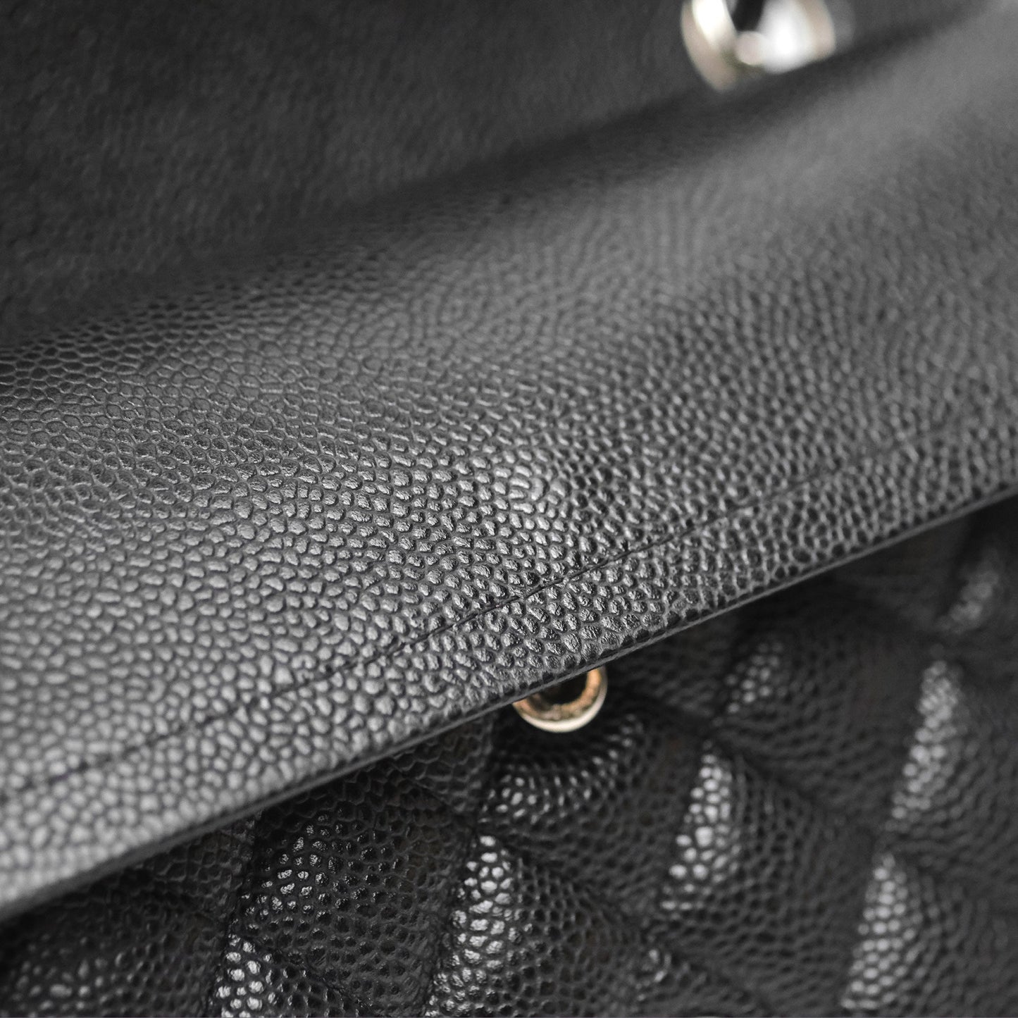 Chanel Classic M/L Medium Flap Quilted Black Caviar Silver Hardware
