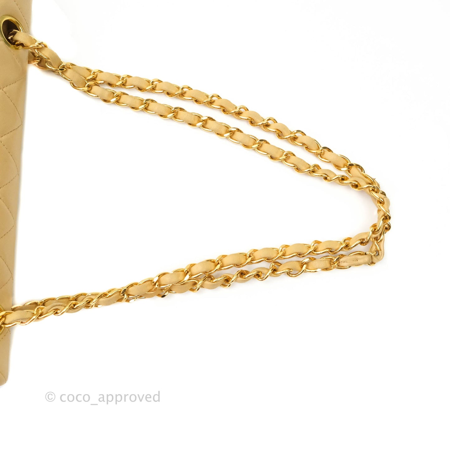 Chanel Vintage M/L Medium Double Flap Bag Beige Lambskin 24K Gold Hardware
