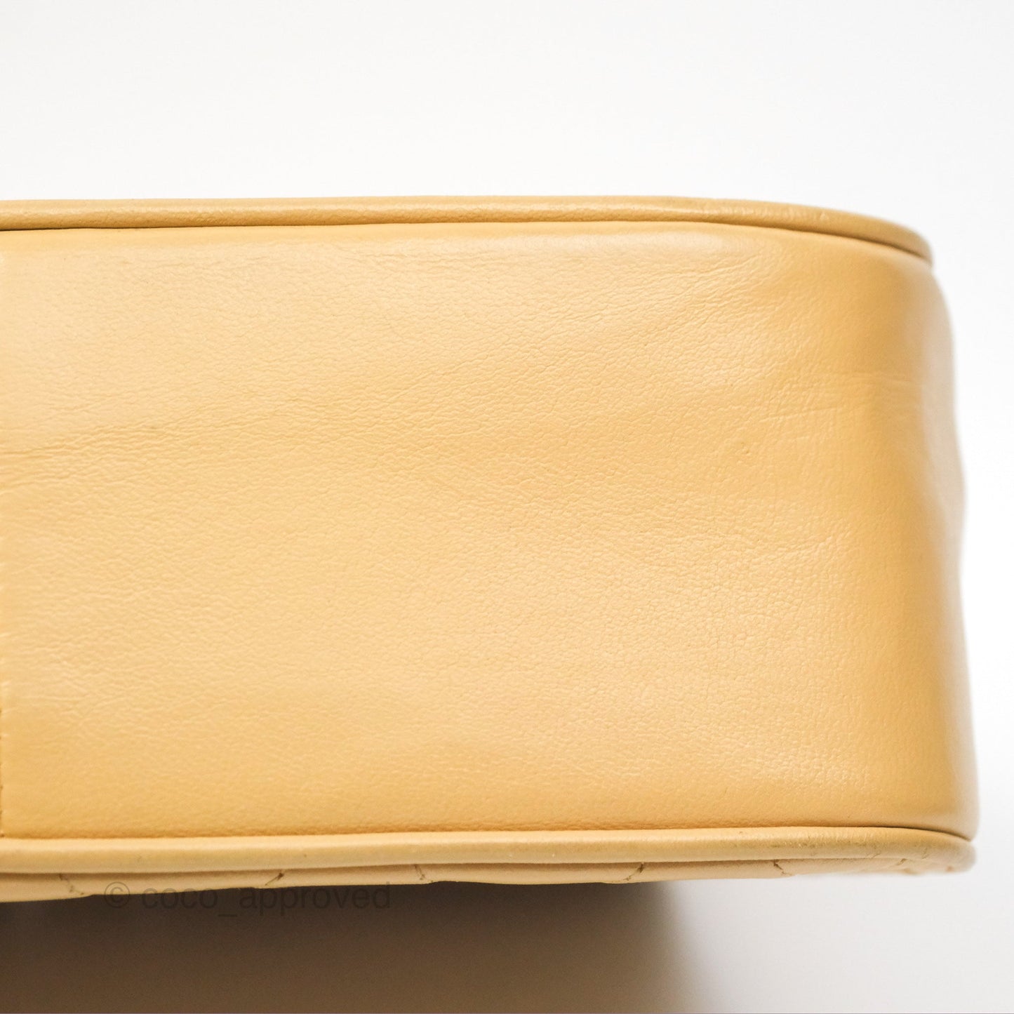 Chanel Vintage Round Flap Bag Quilted Beige Lambskin Gold Hardware