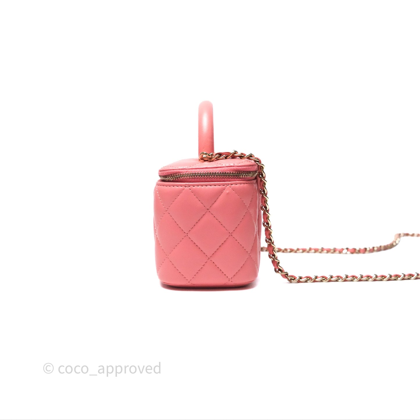 Chanel Vanity Rectangular Top Handle Pink Lambskin Gold Hardware