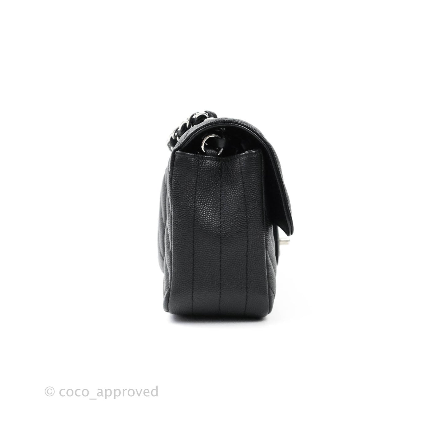 Chanel Mini Rectangular Chevron Caviar Black Silver Hardware