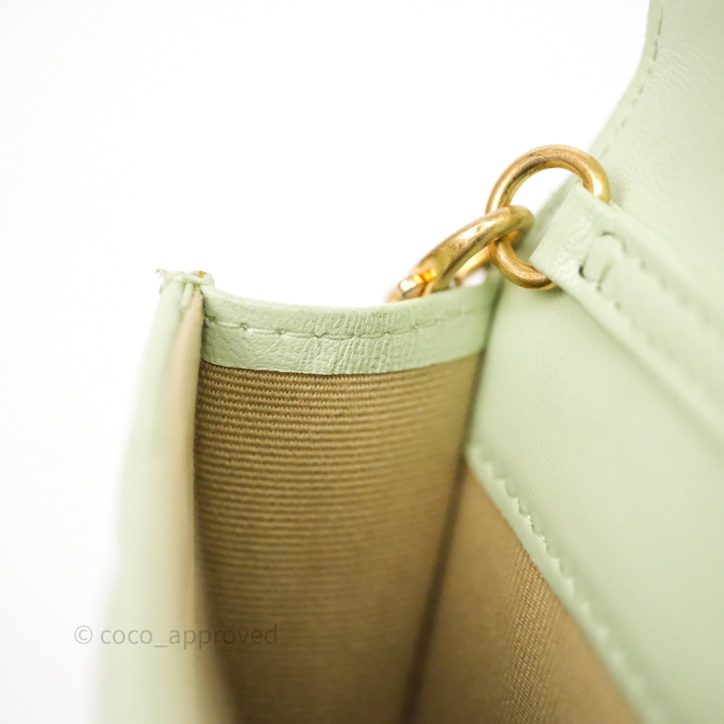 Chanel Pearl Crush Mini Clutch Belt Bag Green Lambskin Aged Gold Hardware