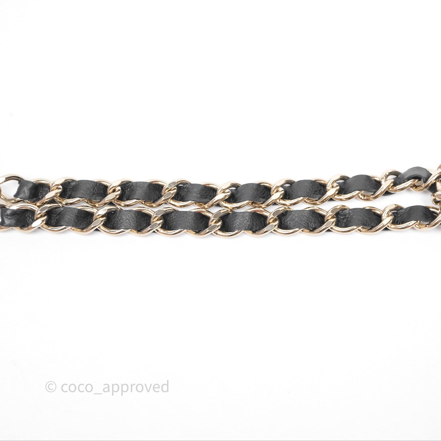 Chanel CC Black Leather Drop Necklace Gold Tone 22K