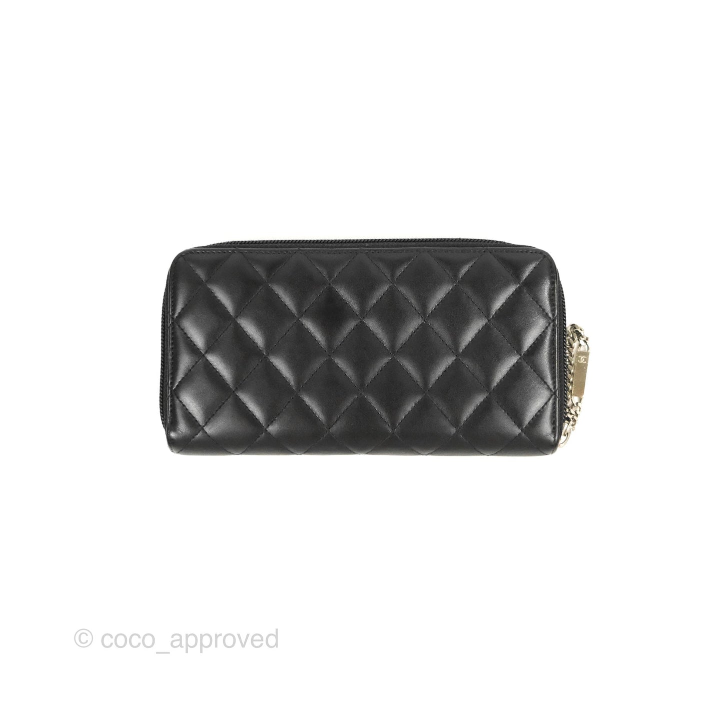 Chanel Quilted Cambon Yen Zip Long Wallet Black Calfskin Silver Hardware