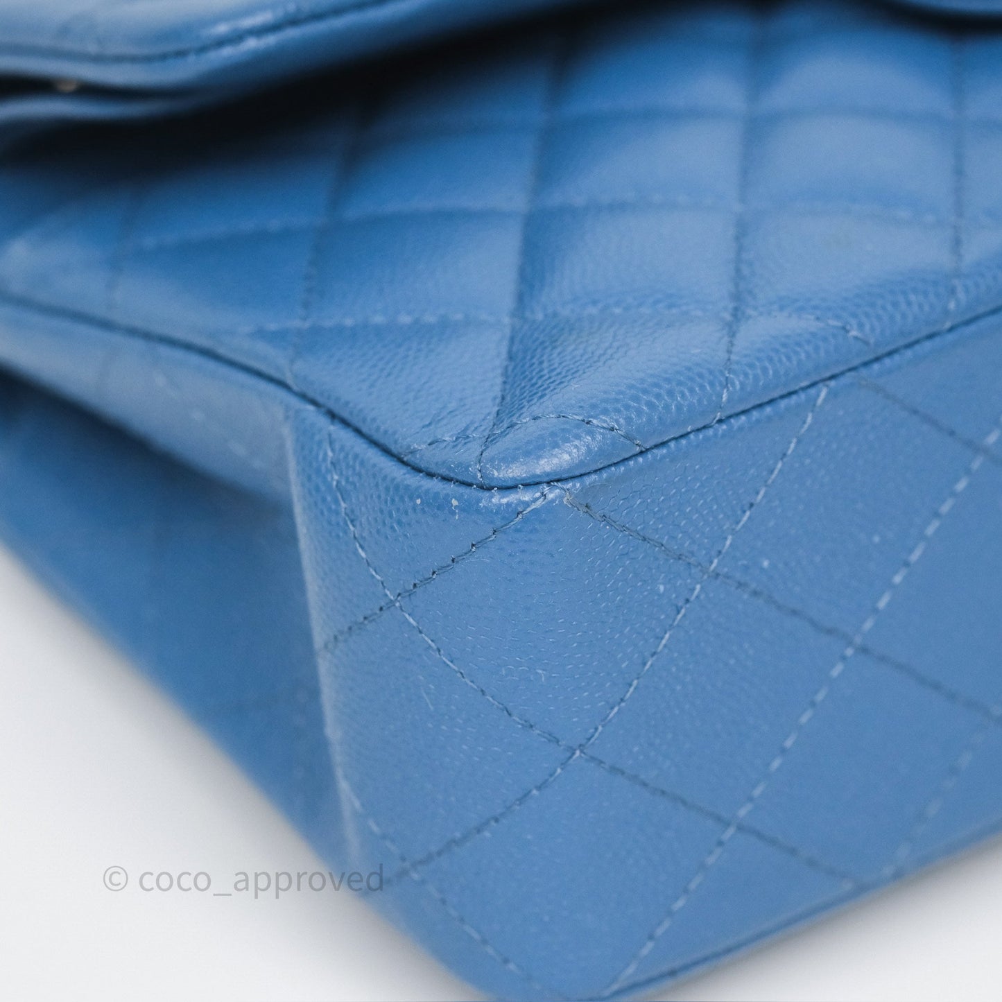 Chanel Small Classic Quilted Flap Blue Caviar Gold Hardware