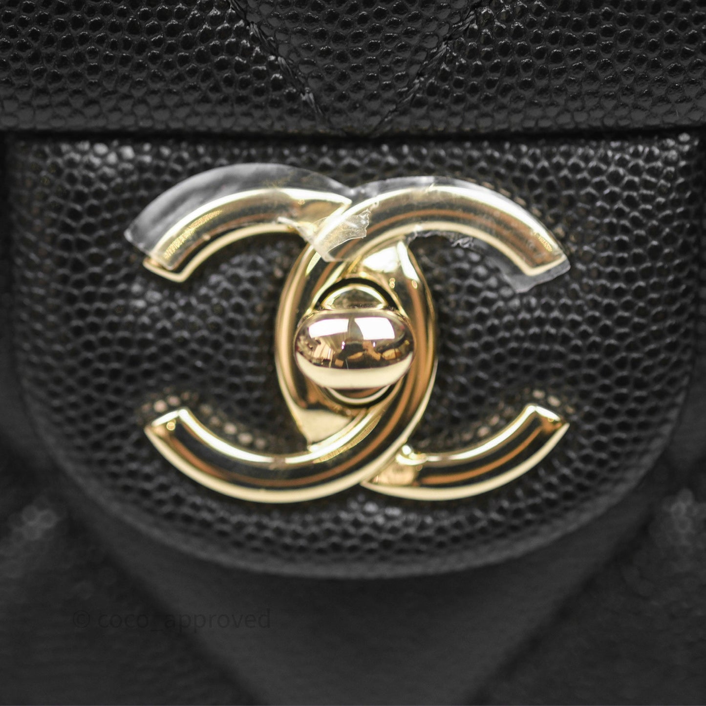 Chanel Quilted Small Top Handle Flap Bag Black Caviar Gold Hardware