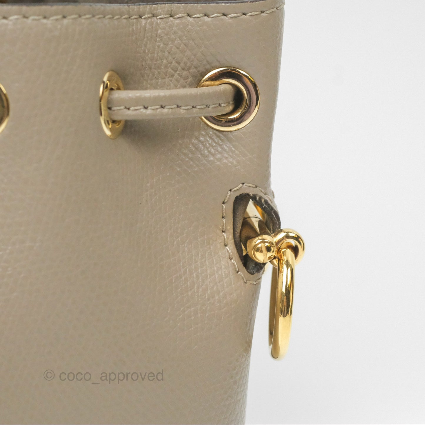 Fendi Mini Mon Tresor Bucket Bag Tortora Grained Calfskin