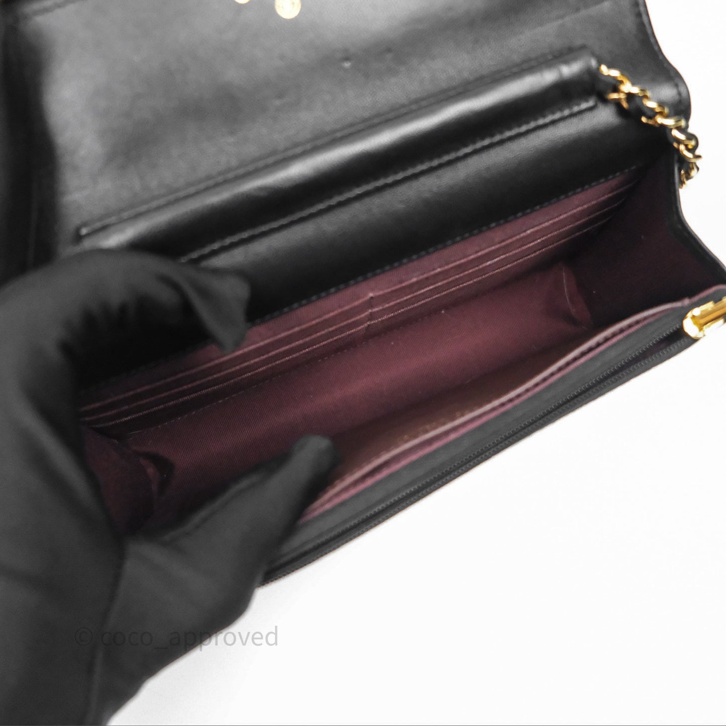 Chanel Quilted Classic Wallet on Chain WOC Black Lambskin Gold Hardware