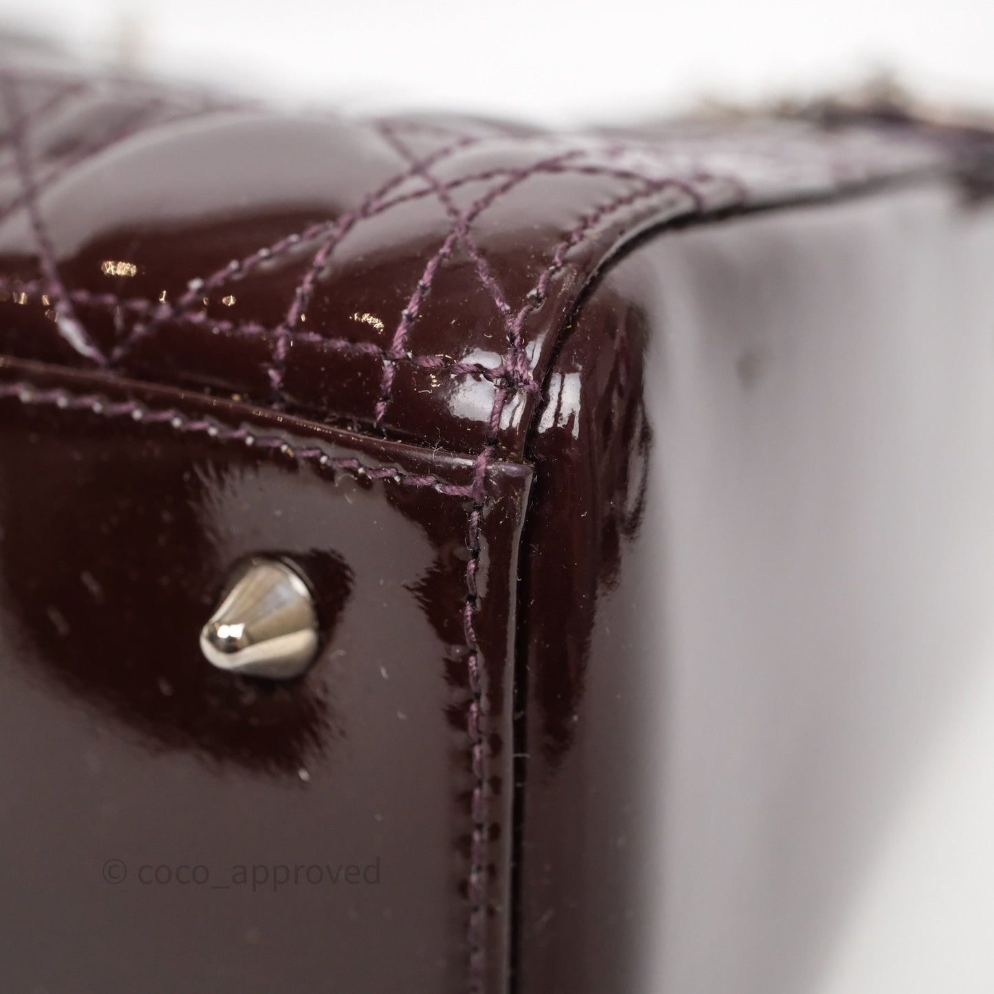 Christian Dior Medium Lady Dior Burgundy Patent Silver Hardware