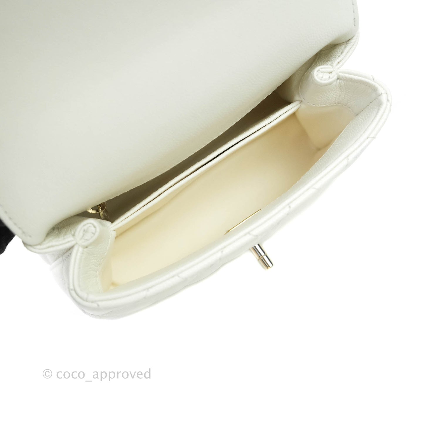 Chanel Extra Mini Coco Handle Quilted White Caviar Gold Hardware