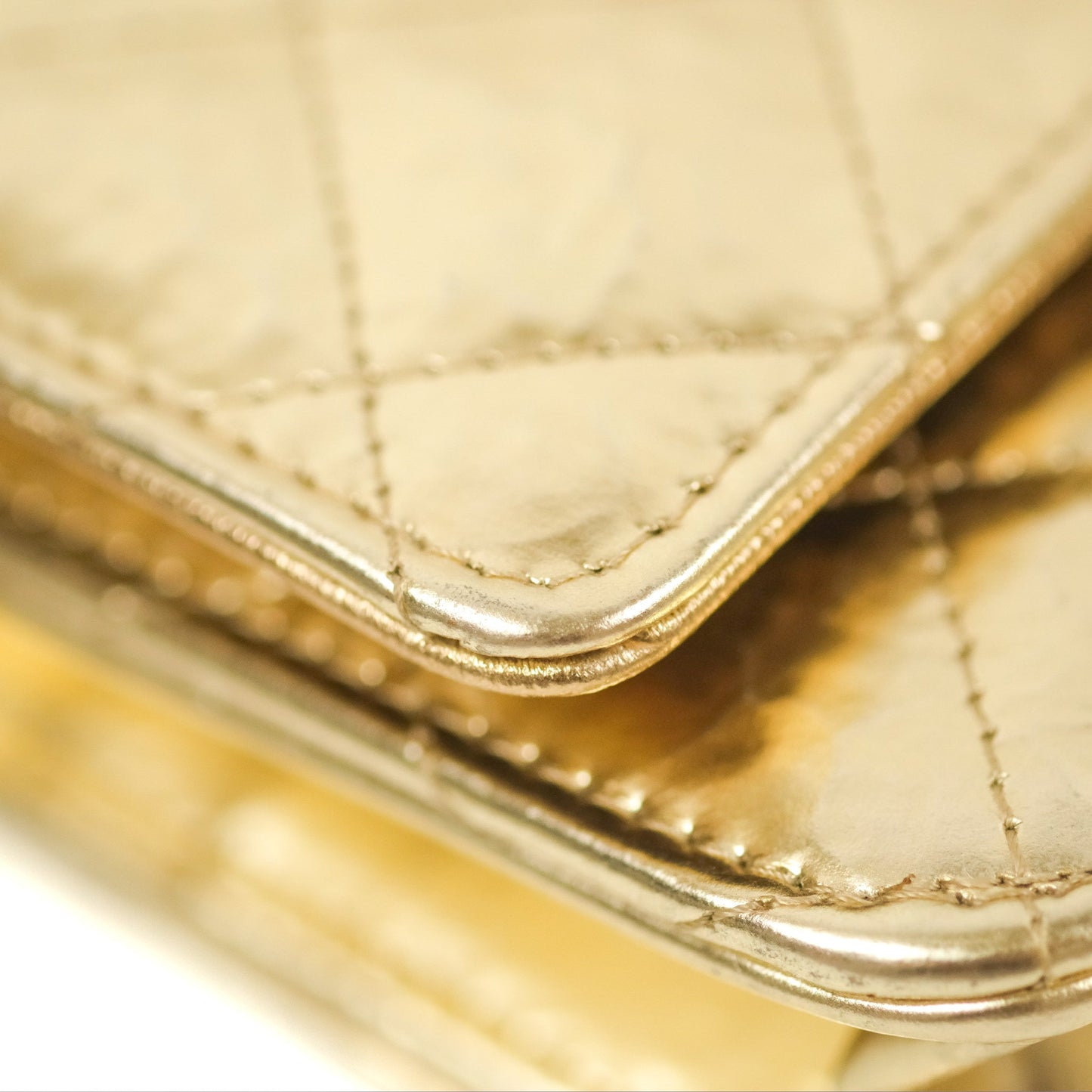 Chanel Quilted Classic Wallet on Chain WOC Metallic Gold Calfskin Gold Hardware