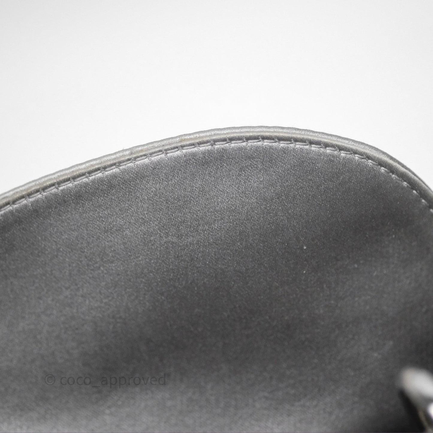 Christian Dior Mini Lady Dior Bag Grey Strass Cannage Satin Silver Hardware