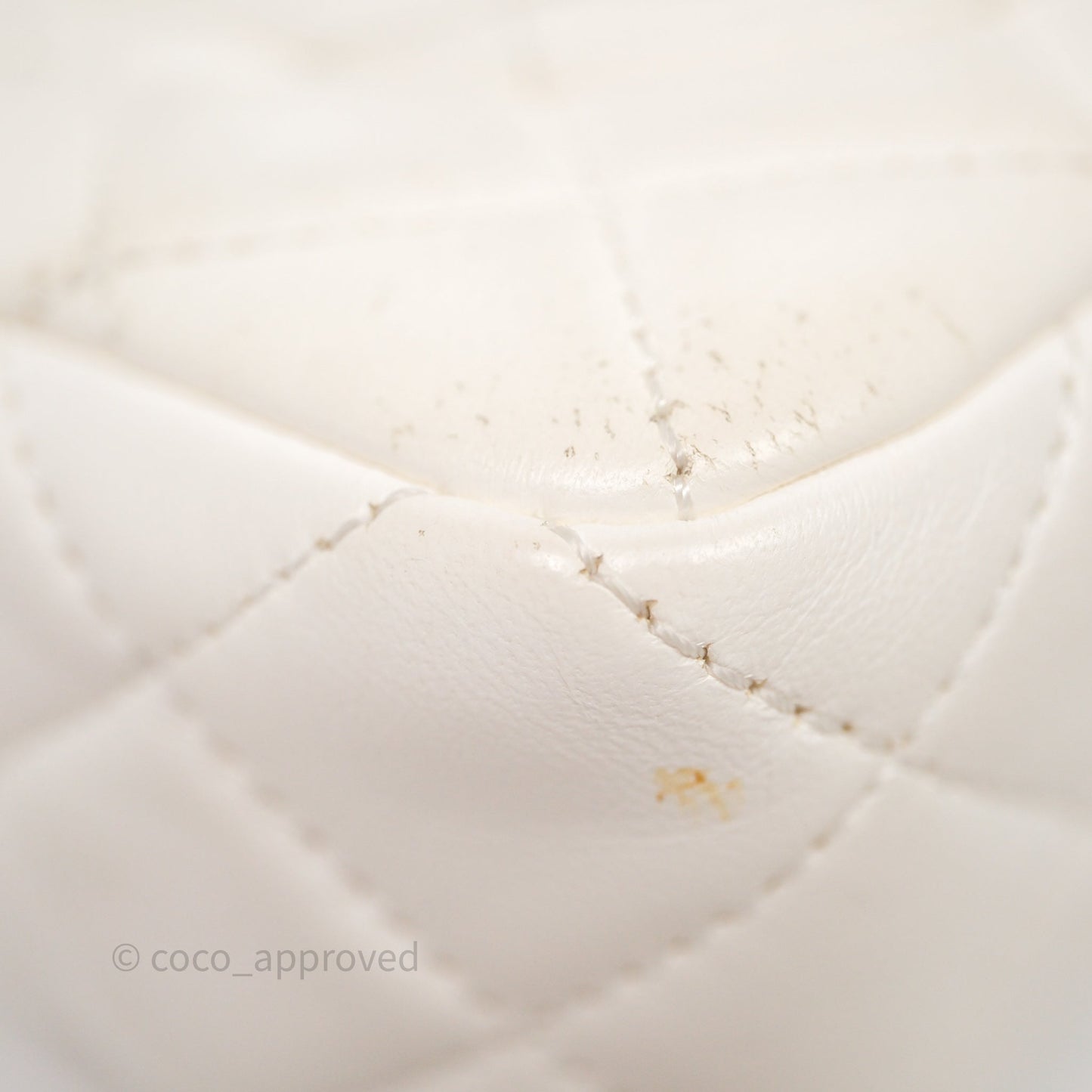 Chanel Mini Rectangular Pearl Crush Quilted White Lambskin Aged Gold Hardware