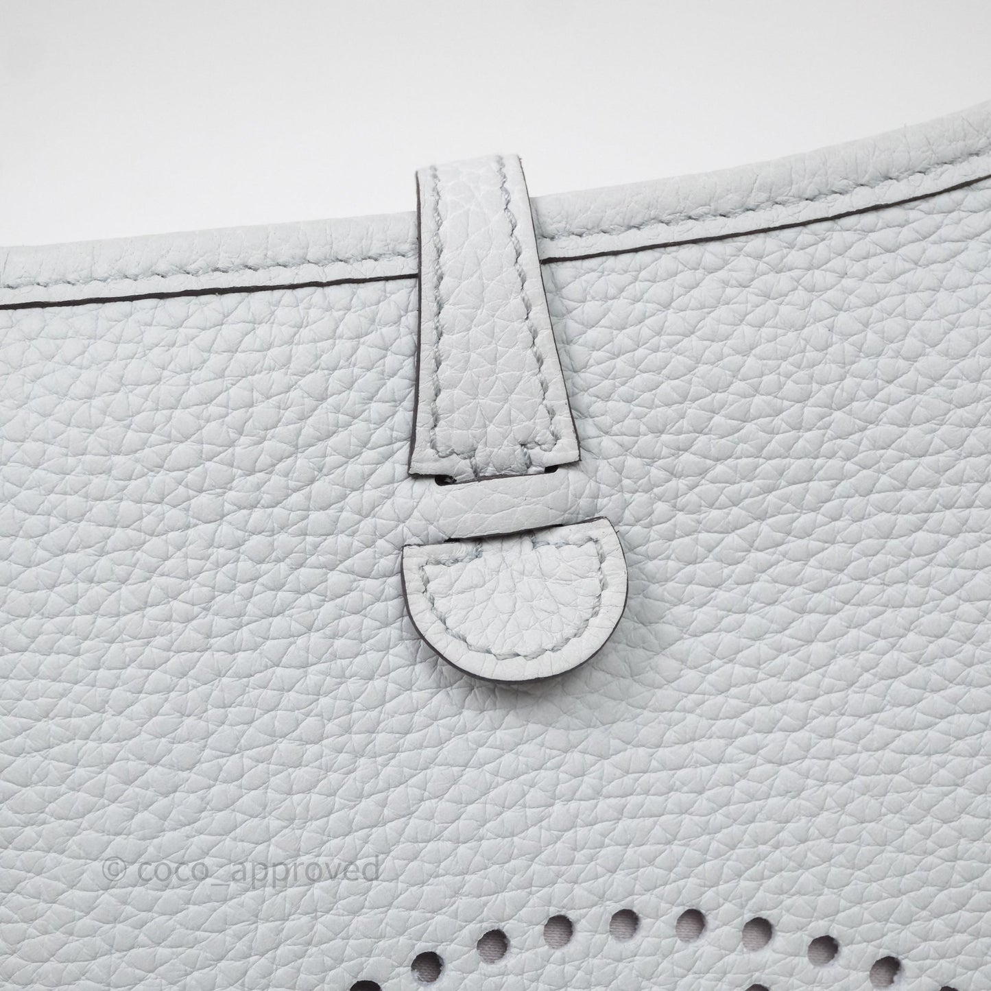 Hermès Mini Evelyne 16 Bleu Pale 08 Clemence Gold Hardware