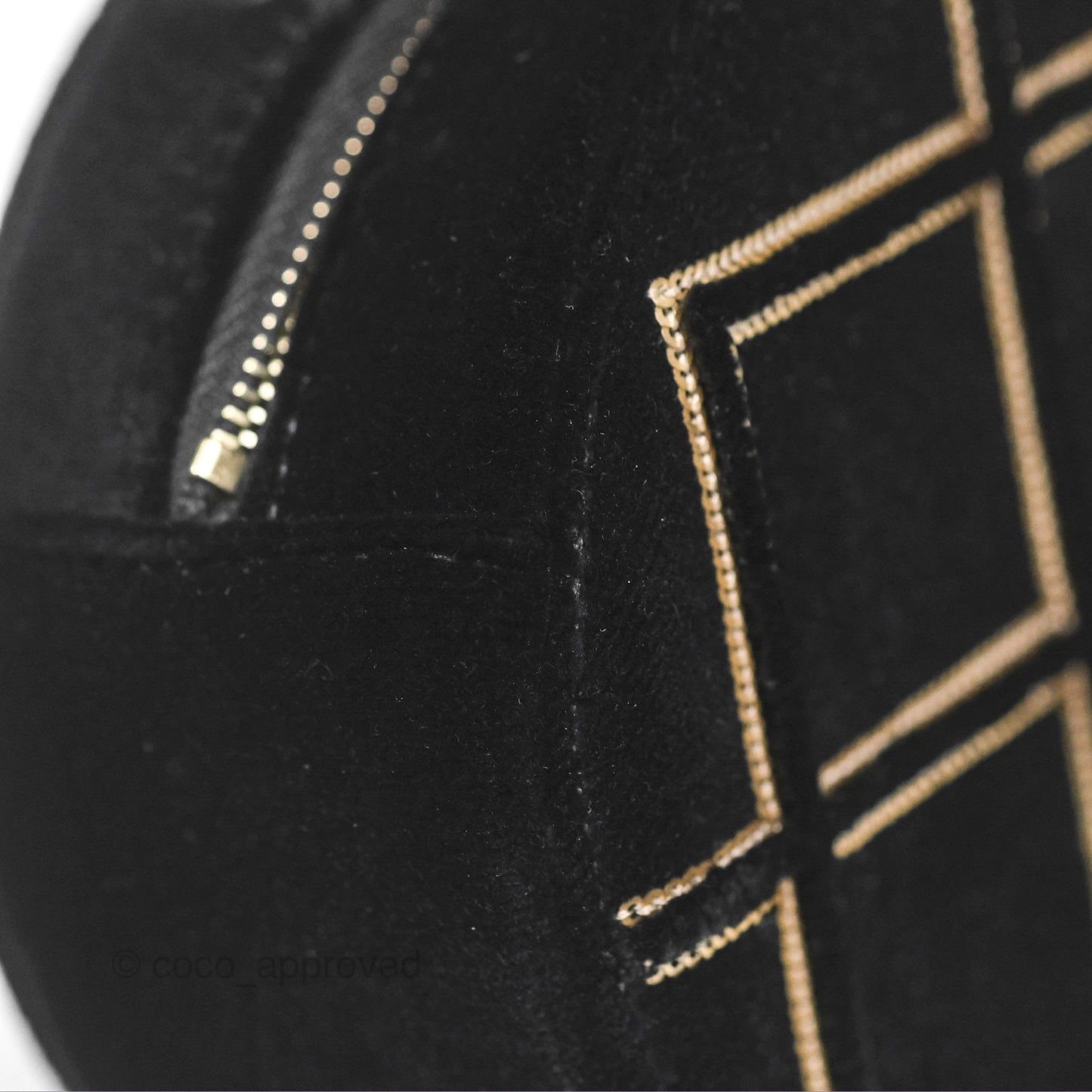 Chanel Quilted Round Clutch With Chain Black Velvet Gold Hardware