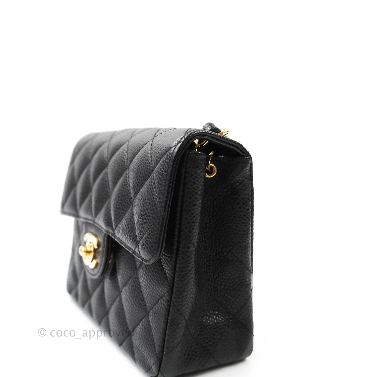 Chanel Quilted Vintage Mini Square Flap Black Caviar 24K Gold Hardware