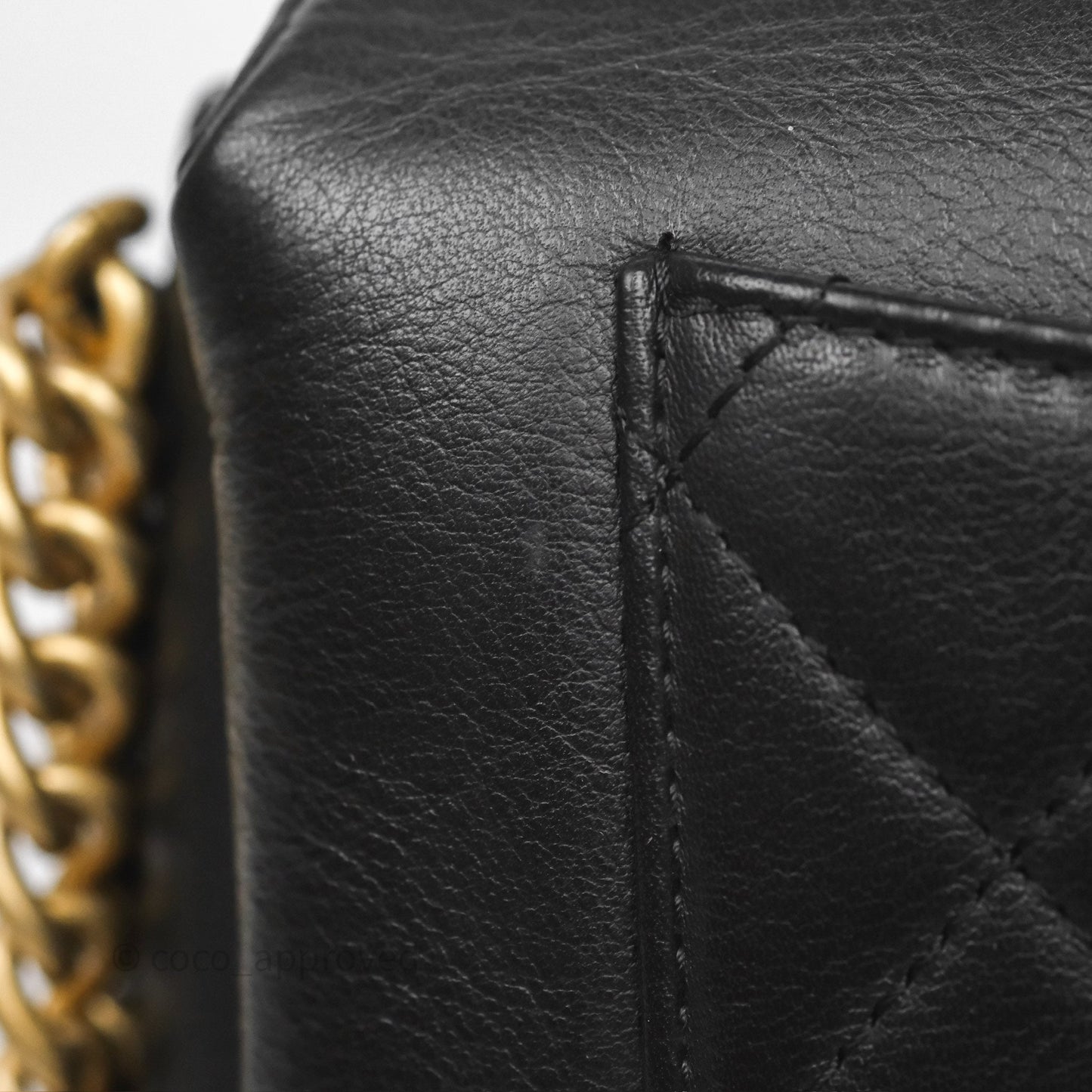 Chanel Side Chain Compartment Flap Black Calfskin Aged Gold Hardware