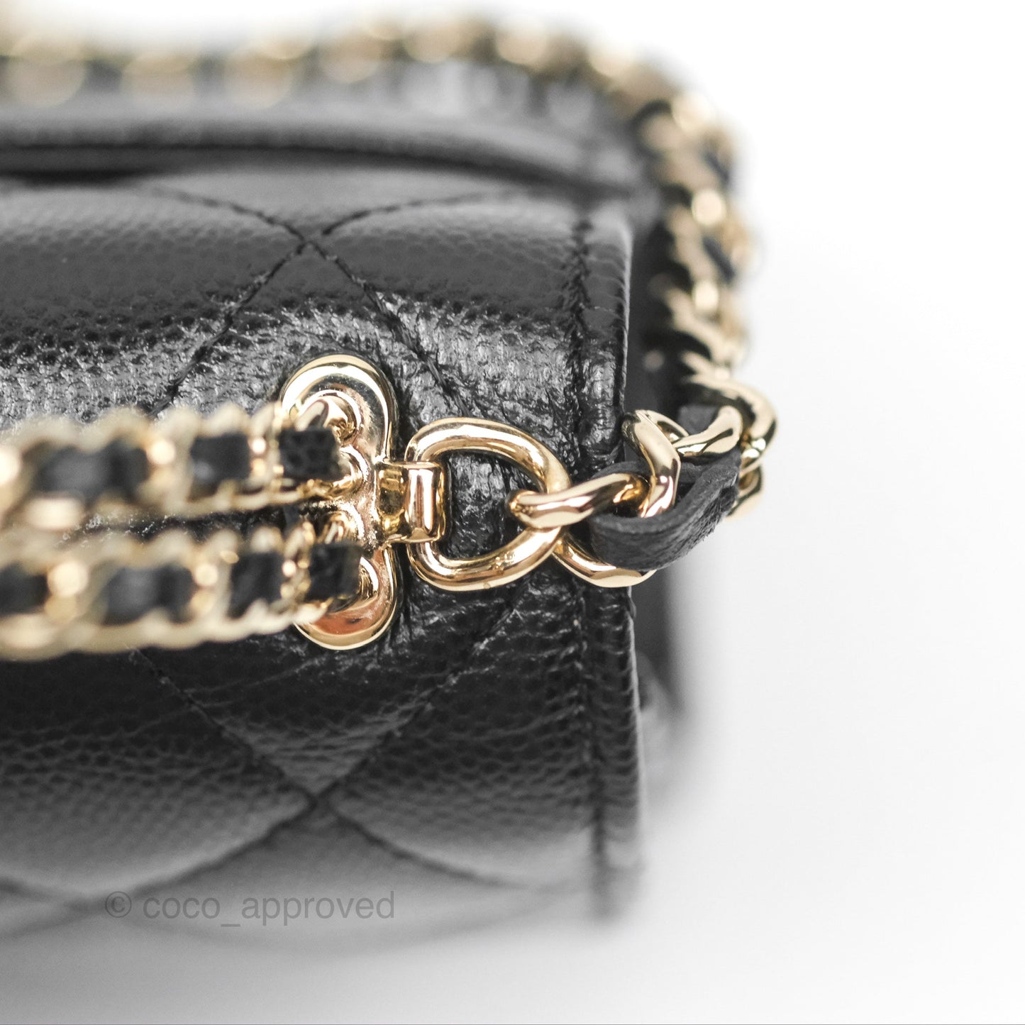 Chanel Kelly Clutch With Chain Black Caviar Gold Hardware