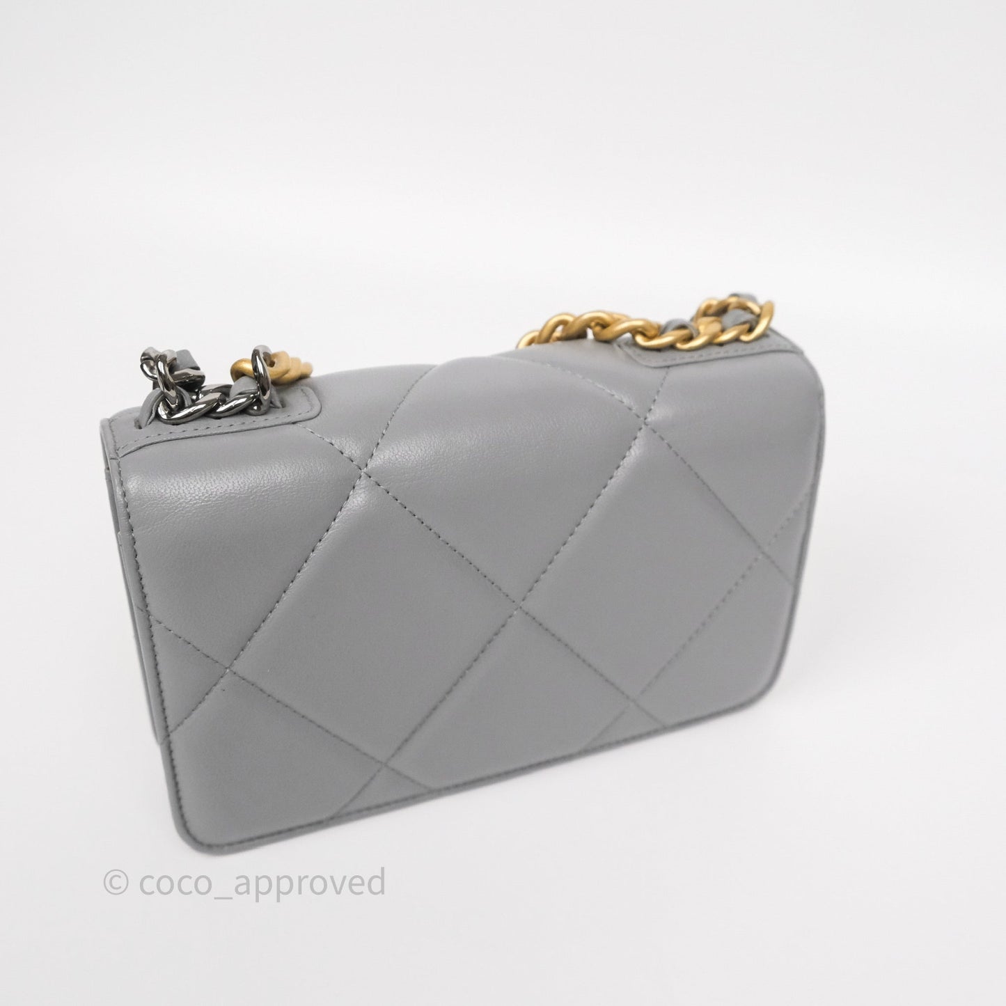 Chanel 19 Wallet on Chain WOC Grey Lambskin Mixed Hardware