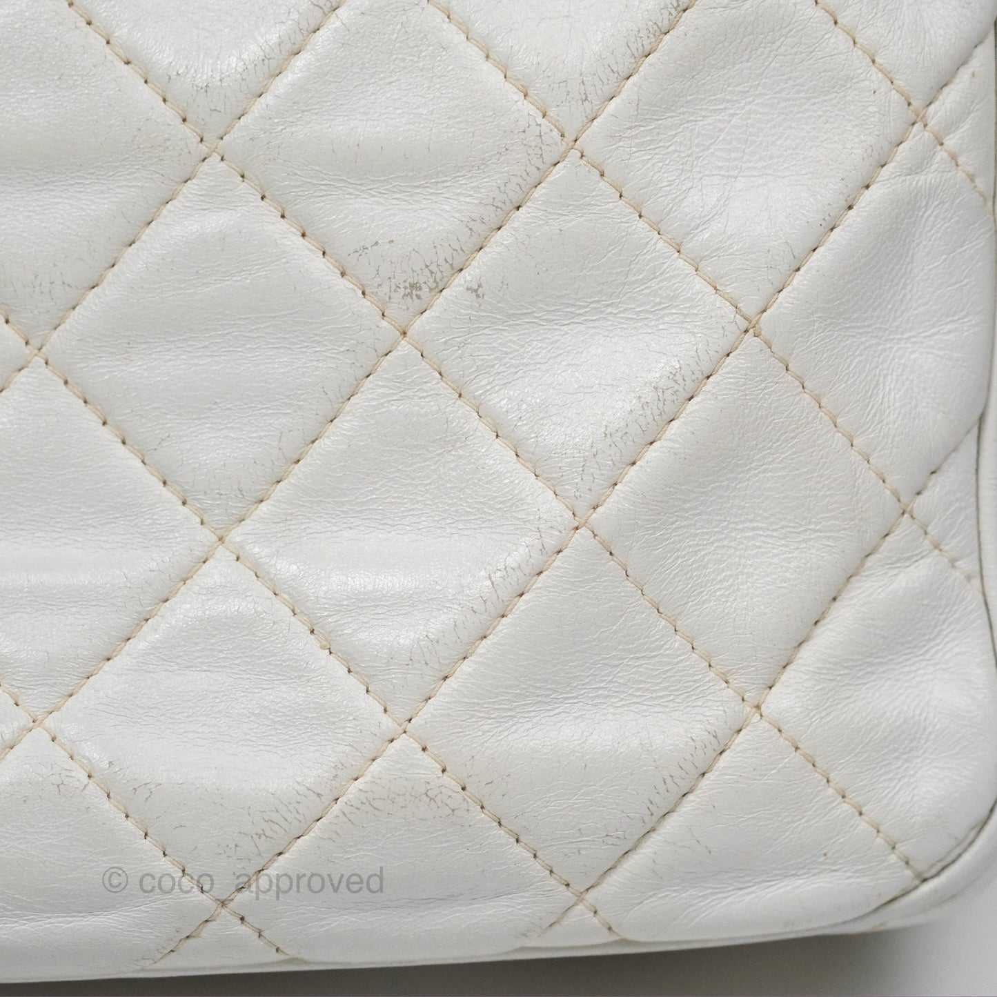 Chanel Vintage Small Camera Bag White Lambskin Gold Hardware