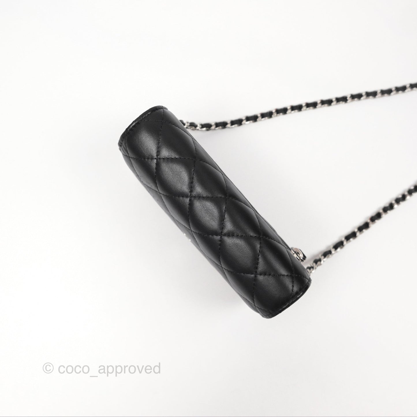 Chanel Quilted Mini Wallet on Chain WOC Black Lambskin Silver Hardware