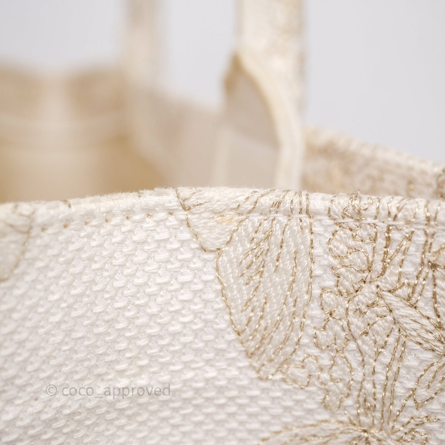 Christian Dior Medium Book Tote Latte Embroidery With Gold-Tone Metallic