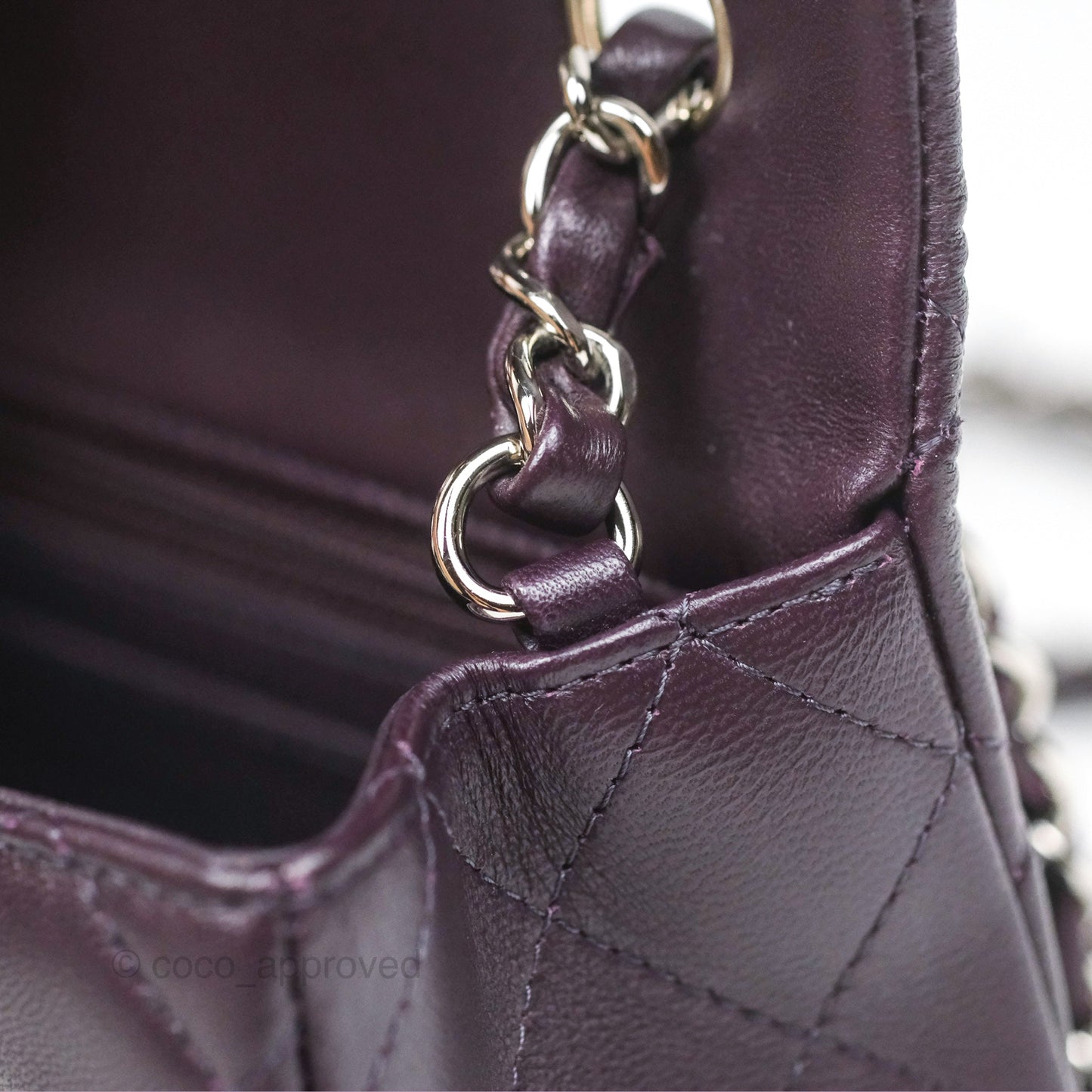 Chanel Mini Rectangular Quilted Dark Purple Lambskin Silver Hardware