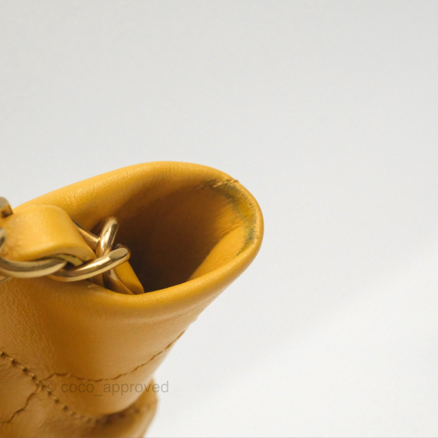 Chanel 22 Small Mustard Yellow Shiny Aged Calfskin Aged Gold Hardware