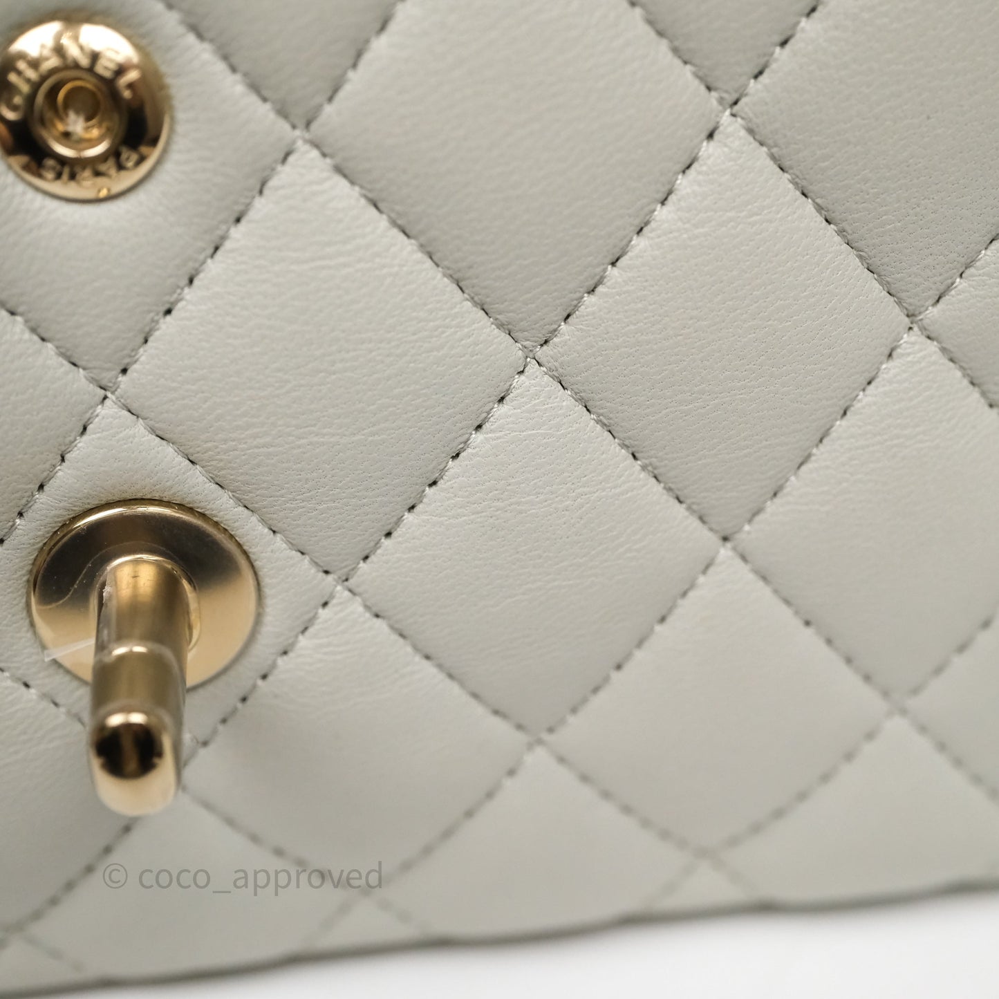Chanel Small Classic Flap Quilted Grey Lambskin Gold Hardware