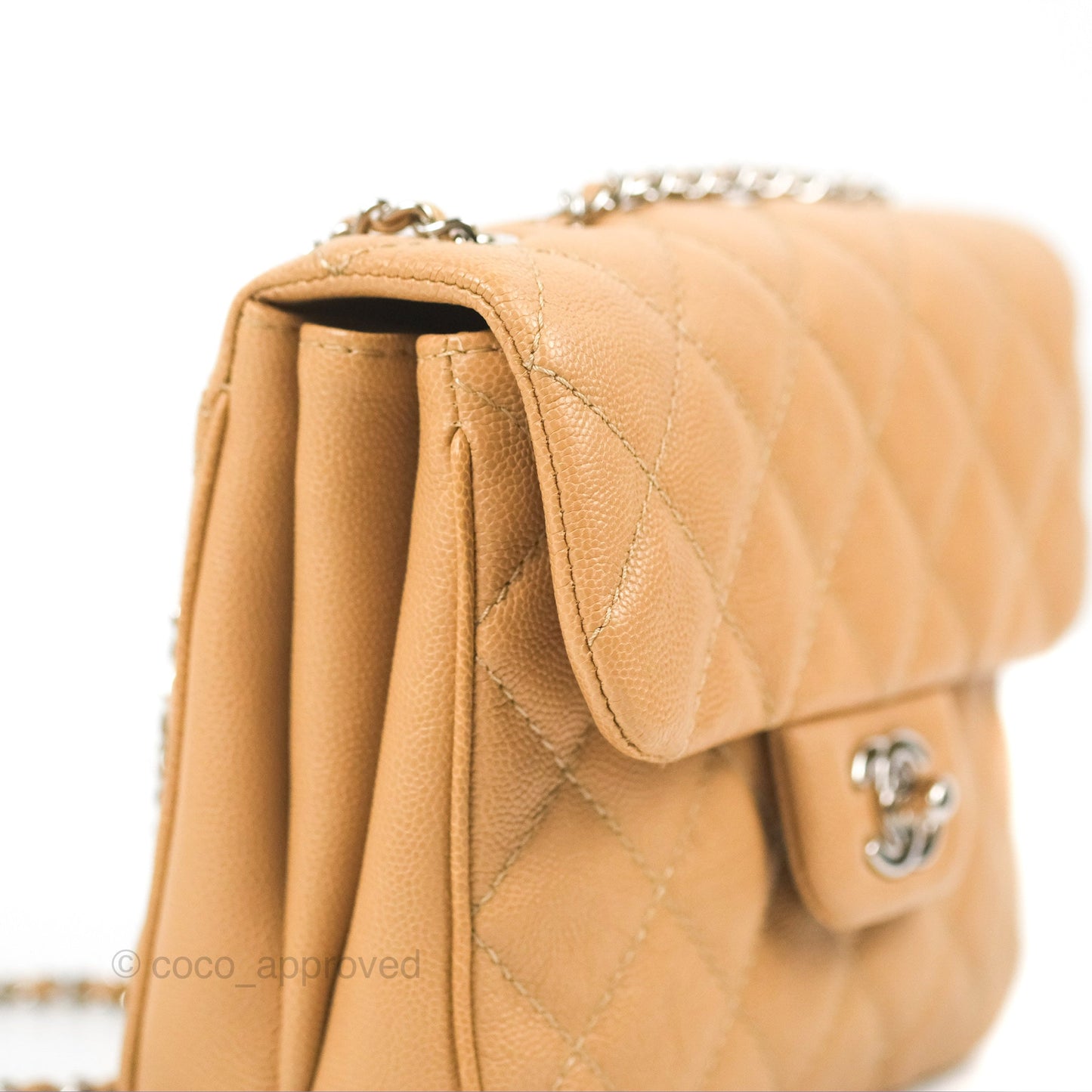 Chanel Quilted Small Urban Companion Flap Bag Beige Caviar Silver Hardware