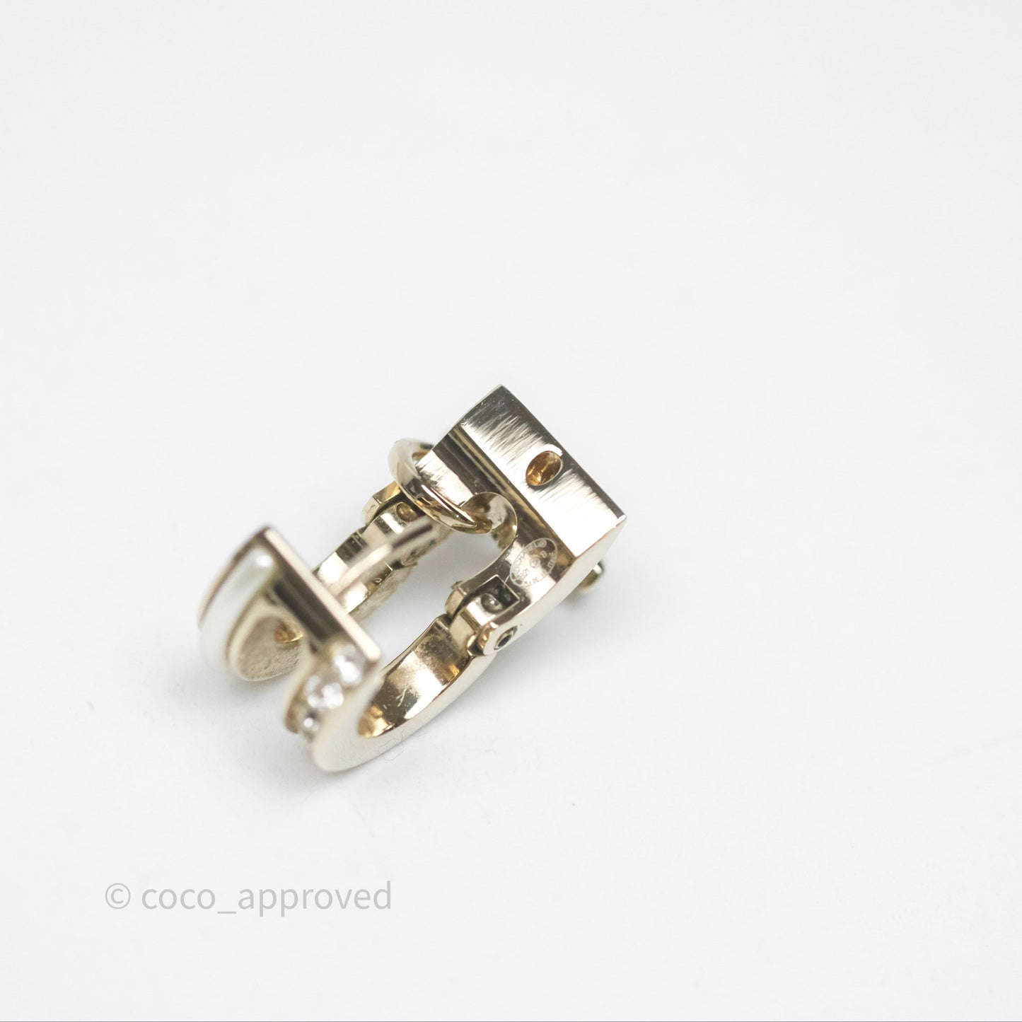 Chanel Crystal CC Pearl Hoop Earrings Gold Tone 21B