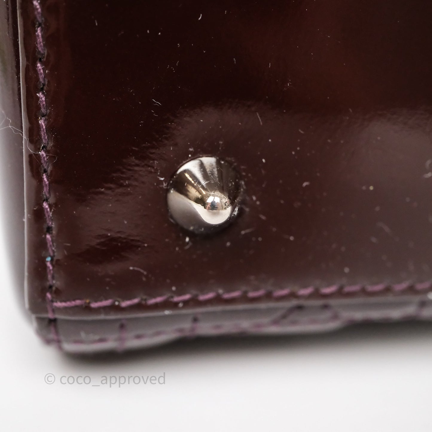Christian Dior Medium Lady Dior Burgundy Patent Silver Hardware