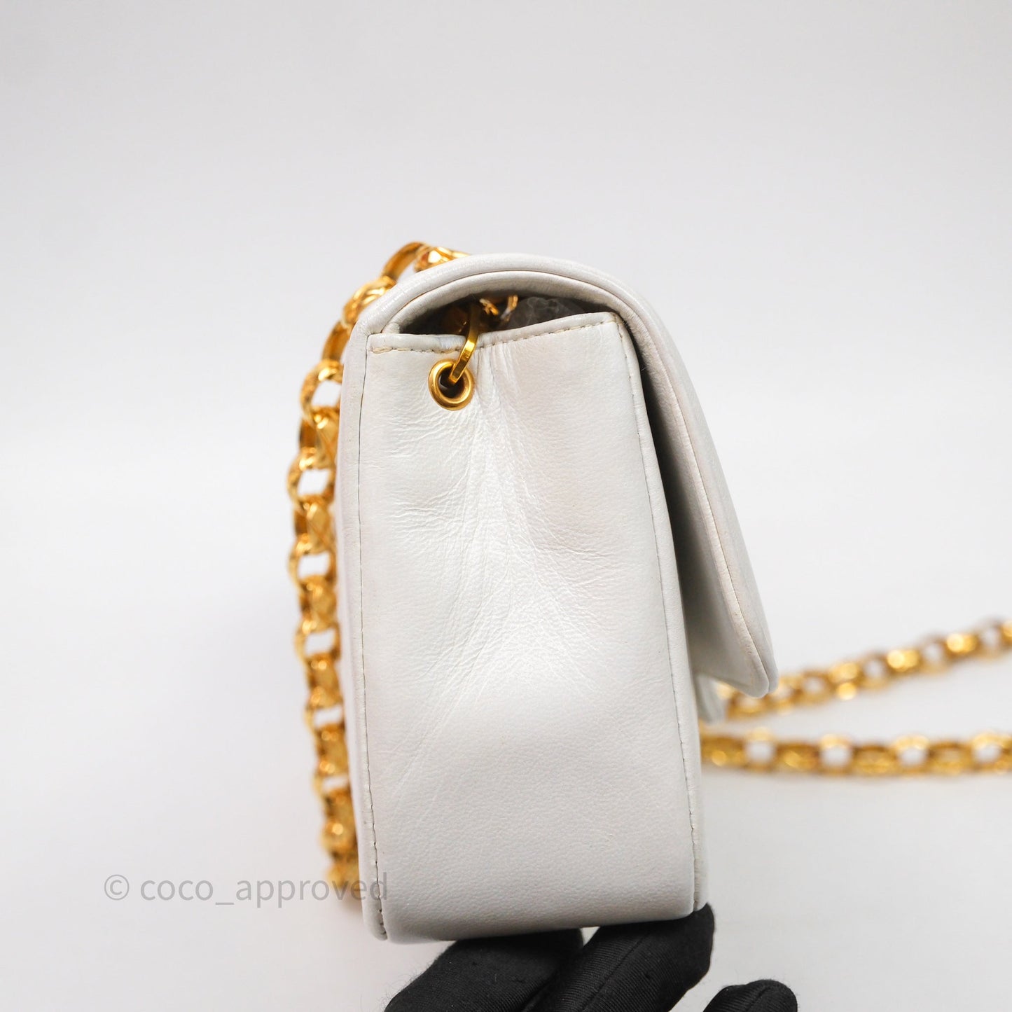 Chanel Vintage Mini Bijoux Chain Flap Bag White Gold Hardware