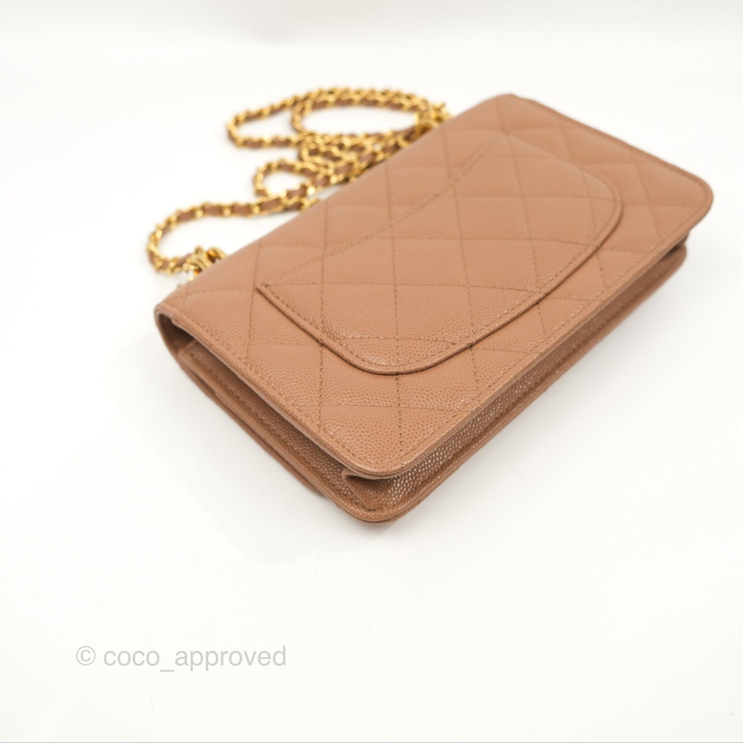 Chanel Coco First Wallet On Chain WOC Dark Beige Caviar Gold Hardware 22K