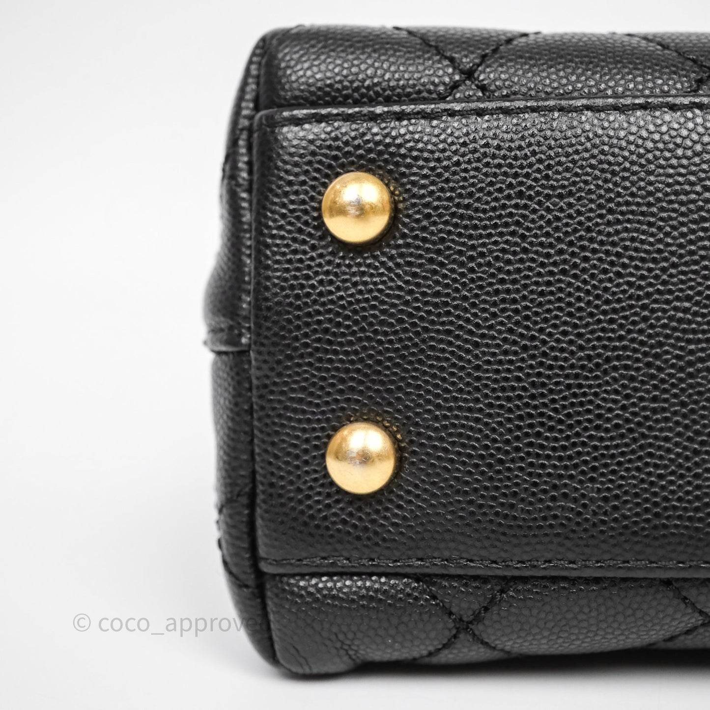 Chanel Small Coco Handle Black Caviar Aged Gold Hardware Braided Handle