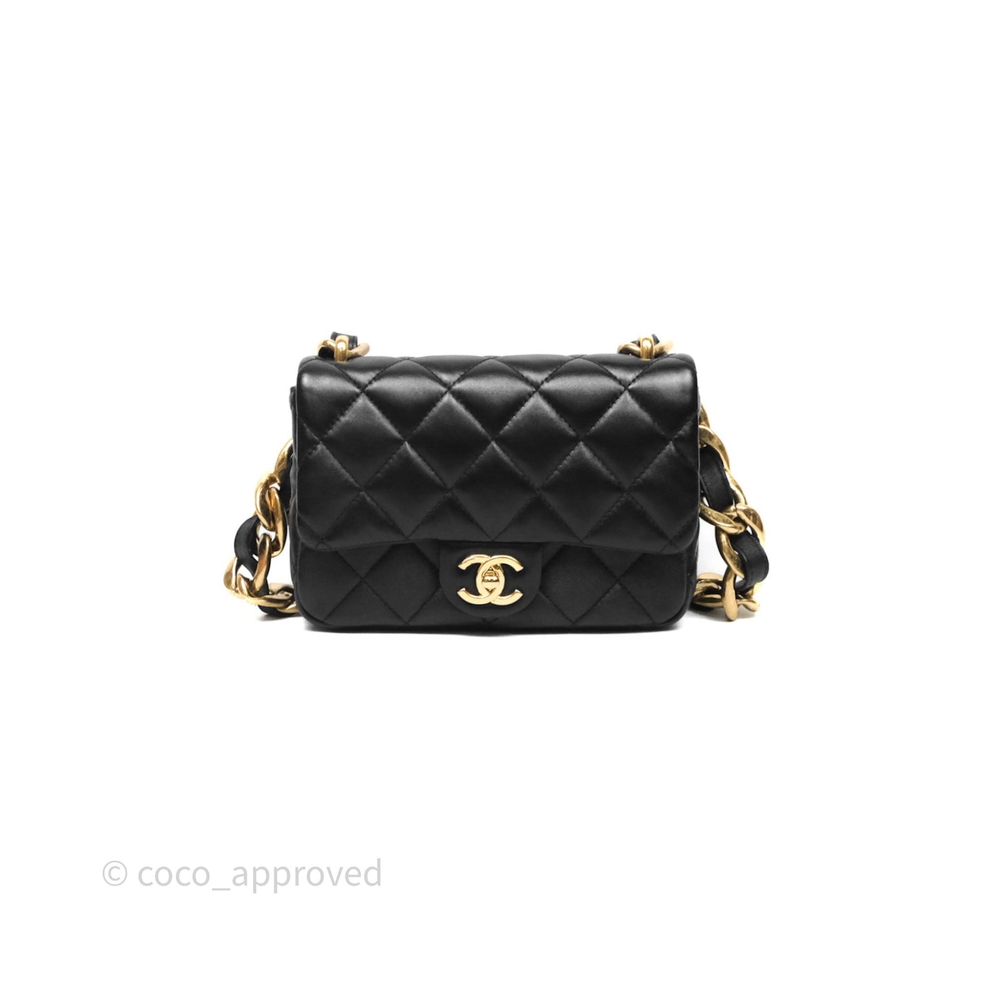 Chanel Small Funky Town Black Lambskin Aged Gold Hardware