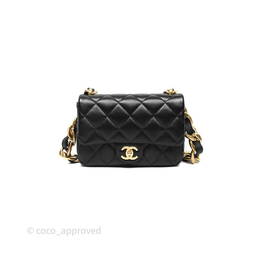 Chanel Small Funky Town Black Lambskin Aged Gold Hardware