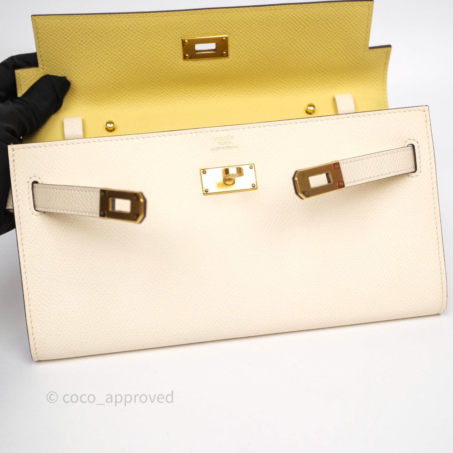 Hermès Kelly To Go Wallet Nata I2/ Jaune Poussin 1Z Epsom Gold Hardware
