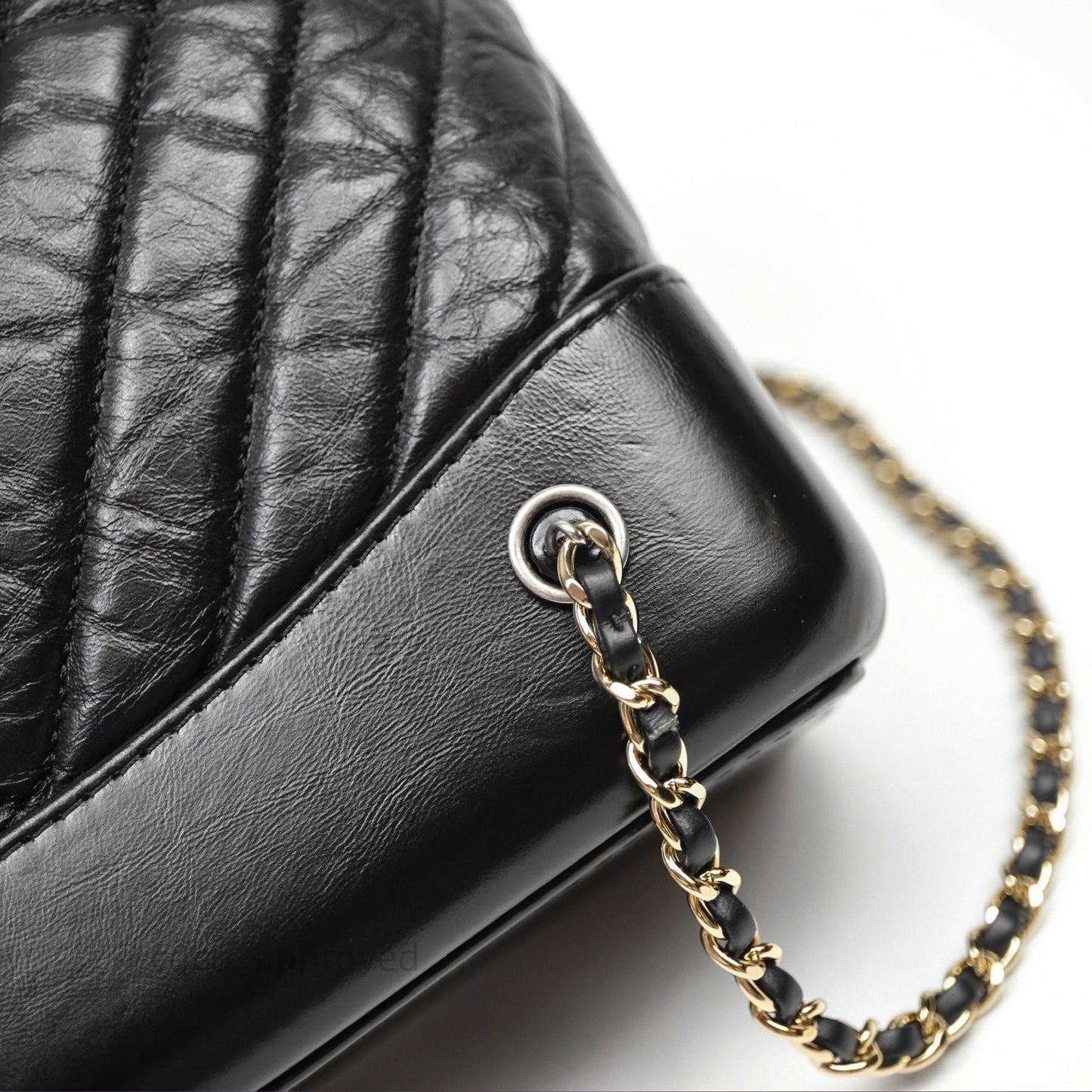 Chanel Small Chevron Gabrielle Backpack Black Aged Calfskin