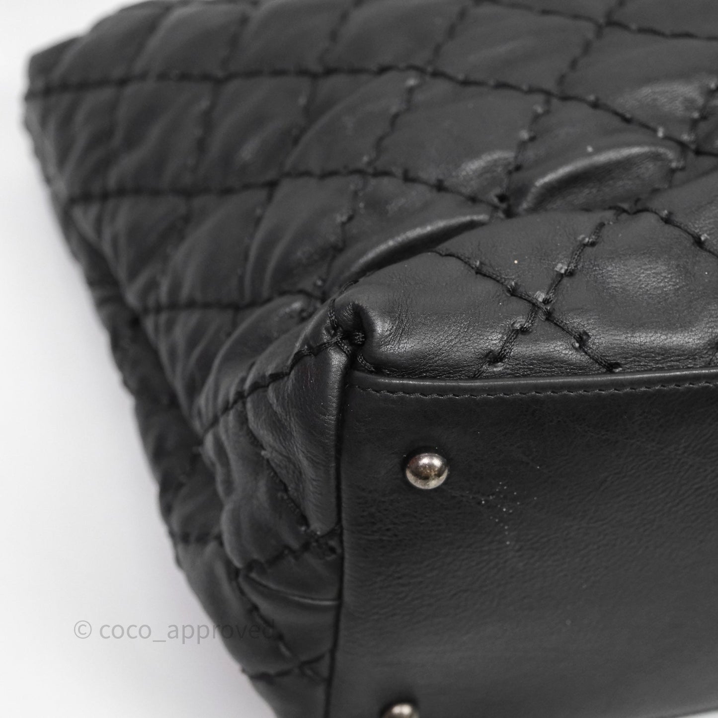 Chanel Ultimate Stitch Shopping Tote Black Calfskin Aged Silver Hardware