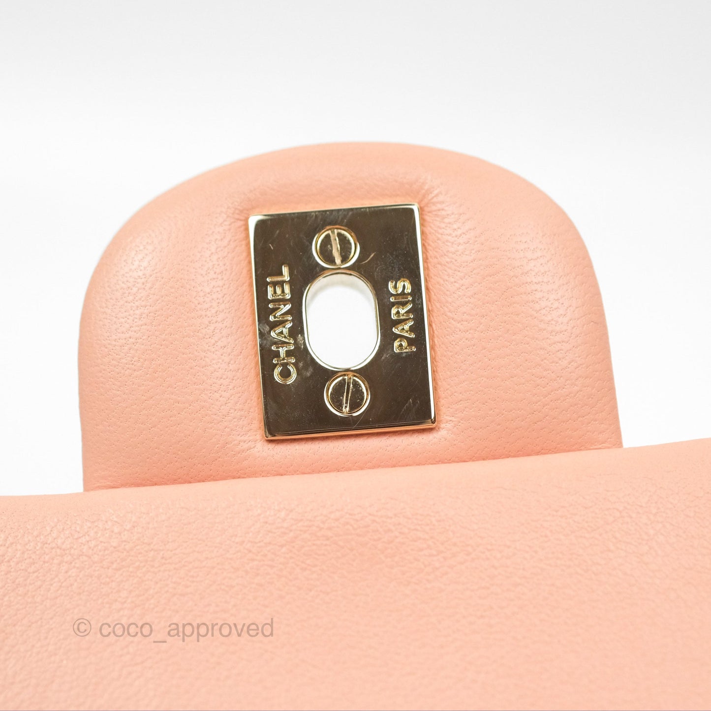 Chanel Quilted Mini Square Lambskin Light Beige Pink Gold Hardware